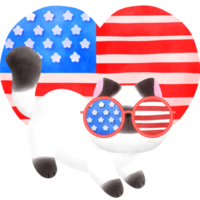 Happy 4th of July cute cat watercolor Illustration png