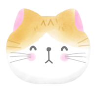 Cute cat international cat day kitten head watercolor style element illustration png