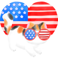 Happy 4th of July cute cat watercolor Illustration png