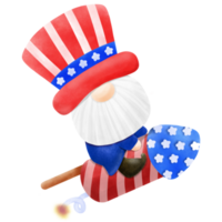 Happy 4th of July Gnome and firework Illustration element png