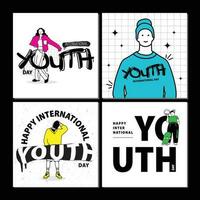 youth day social media post collection vector flat design