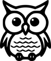 Owl bird black outlines monochrome vector illustration