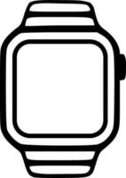 Smartwatch hand watch flat icon no screen black outlines vector illustration