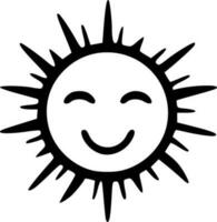 Sun with a happy face black outlines vector illustration
