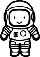 Astronaut doodle black outlines vector illustration