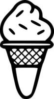 Minimal ice cream black outlines vector illustration