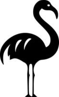 Standing flamingo silhouette monochrome vector illustration