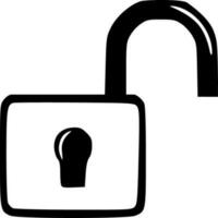 Opened lock icon black outlines vector illustration