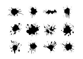 12 grunge ink stains blots splatters bundle vector illustrations