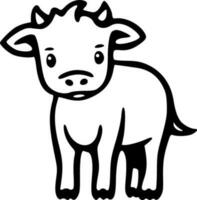 Standing cow black outlines monochrome vector illustration