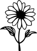 Sunflower flower black line vector illustration