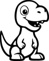 Cute dinosaurus black outlines vector illustration