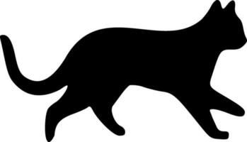 Running cat silhouette monochrome vector illustration