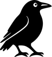 Raven bird black outlines monochrome vector illustration