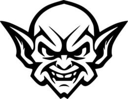 Goblin monster face black outlines vector illustration