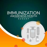 Immunisation awareness month is observed every year in August, it is the process by which an individual's immune system becomes fortified against an agent. Vector illustration