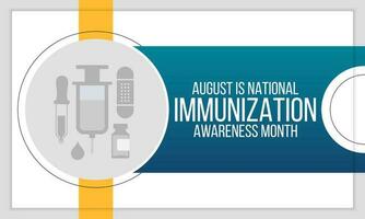 Immunisation awareness month is observed every year in August, it is the process by which an individual's immune system becomes fortified against an agent. Vector illustration