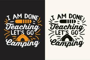 Camping t shirt design retro vintage color print ready files vector