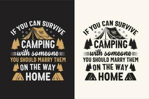 Camping t shirt design retro vintage color print ready files vector