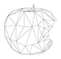 apple in the style of low poly. black outline apple vector