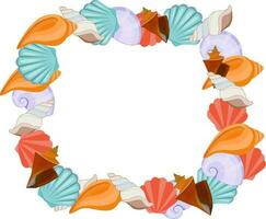 frame made of seashells and other inhabitants of the seas. different starfish vector