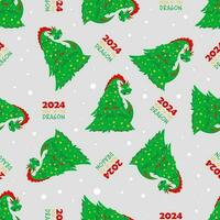 Christmas seamless pattern with dragons.Dragon symbol of 2024 vector