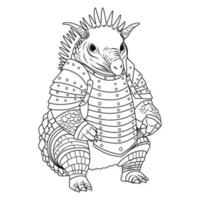 Coloring page armadillo. Armadillo coloring page in modern style vector
