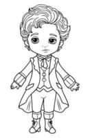 Prince coloring page. Coloring page prince in a crown and royal clothes vector