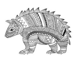 Coloring page armadillo. Armadillo coloring page in modern style vector