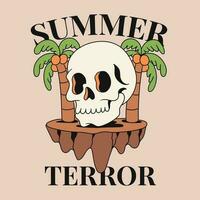 skull groovy summer illustration vector