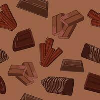 Chocolate pattern seamless vector on brown background , chocolate pattern seamless wallpaper