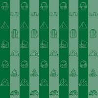 Camping element line art block pattern seamless vector on green background , camping pattern seamless wallpaper