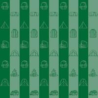 Camping element line art block pattern seamless vector on green background , camping pattern seamless wallpaper