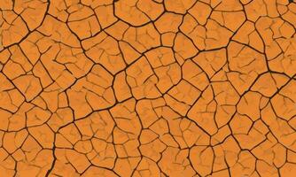 Dry and broken orange soil background , texture of grungy dry cracking parched earth vector