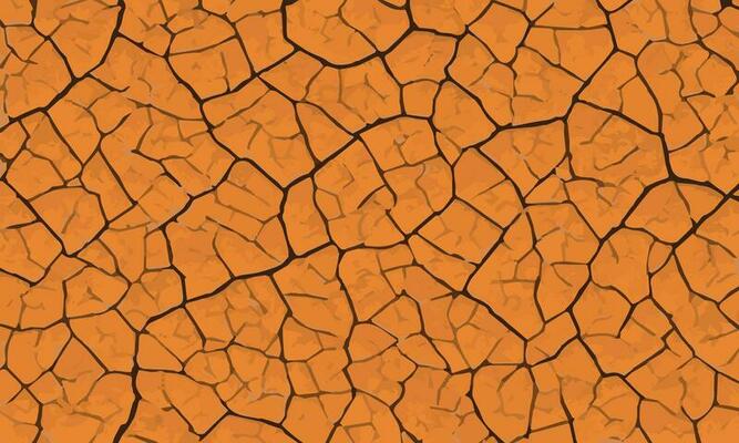 Dry and broken orange soil background , texture of grungy dry cracking parched earth