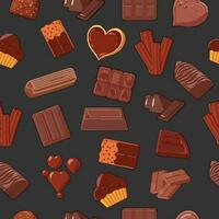 Chocolate pattern seamless vector on black background , chocolate pattern seamless wallpaper