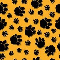 Tiger paw element pattern seamless vector on yellow background , animal pattern seamless wallpaper