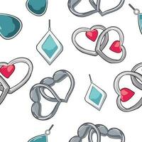 Silver jewelry pattern seamless vector on white background , jewelry pattern seamless wallpaper