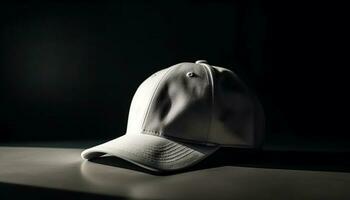 Modern elegance black baseball cap on clean black background generated by AI photo