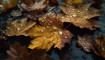 vibrante otoño follaje refleja en oscuro estanque, naturaleza decoración generado por ai foto