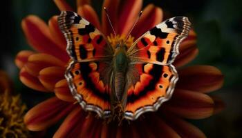 Vibrant butterfly wing showcases natural beauty and elegance in nature generated by AI photo