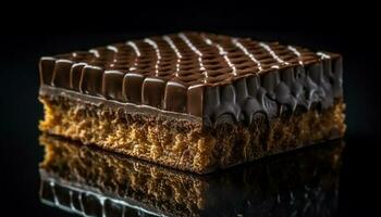 Indulgent chocolate dessert, a sweet gourmet slice of temptation generated by AI photo