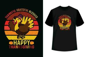 Thankful Grateful Blessed Thanksgiving Turkey T-Shirt vector