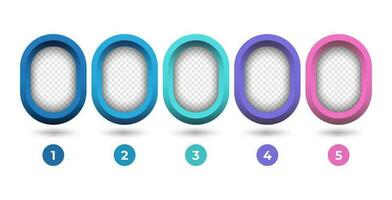 Vector colorful one two three steps progress banners. Steps badges, web banners.