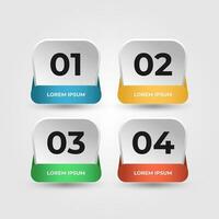 Vector colorful one two three steps progress banners. Steps badges, web banners.