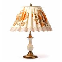 Vintage country style antique table lamp with a beautiful lampshade design isolated on white background, interior design and cottage home decor, post-processed, photo