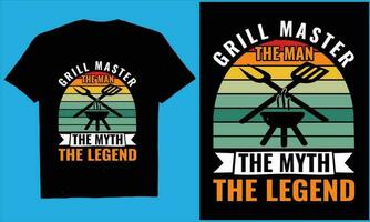 GRILL MASTER THE MAN THE MYTH THE LEGEND vector, vintage, typography, retro,  cooking, bbq, beer, design,  t-shirt, vector