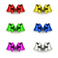 Set of colorful Bows isolated on white background. xmas wrap element template. vector