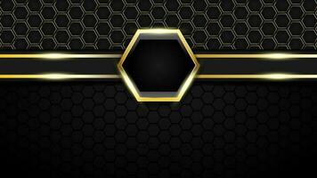 dorado hexagonal VIP tarjeta con negro antecedentes vector