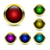 Golden Glossy Colorful Buttons with shadow vector